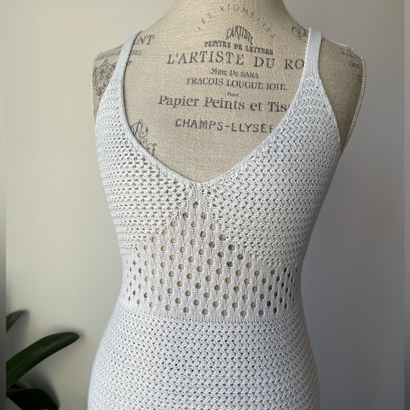 White cami cover up midi dress with slit front - Picture 4 of 6